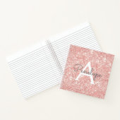 Rose Gold Girly Sparkle Monogram Sketchbook Notizblock (Innenseite)