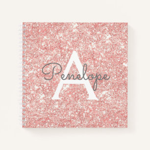 Rose Gold Girly Sparkle Monogram Sketchbook Notizblock