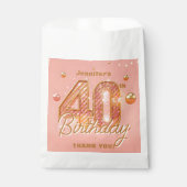 Rose Gold Glam 40th Birthday Thank You Geschenktütchen (Vorderseite)