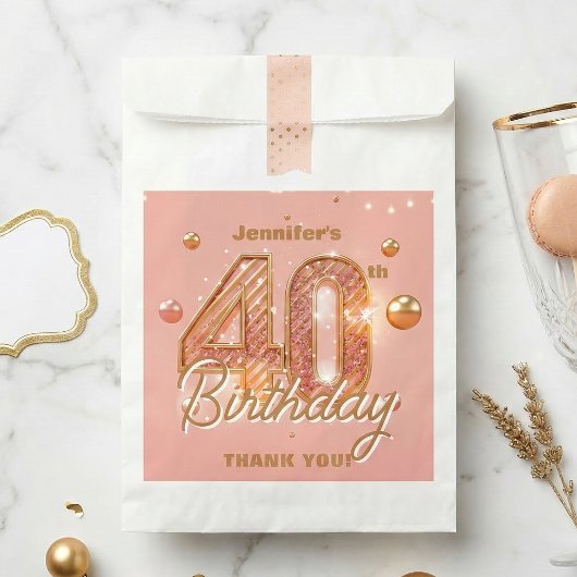 Rose Gold Glam 40th Birthday Thank You Geschenktütchen