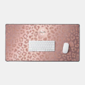 Rose Gold Glam Animal Print Glitterie Schreibtischunterlage (Tastatur & Maus)