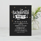 Rose Gold Glam Bachelorette Wochenende Einladung (Stehend Vorderseite)