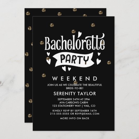 Rose Gold Glam Bachelorette Wochenende Einladung (Vorne/Hinten)