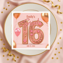 Rose Gold Glam Blush Pink Edelstein Sweet 16 