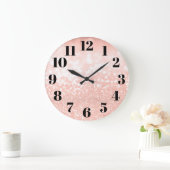 Rose Gold Glam Bokeh Glitzer Große Wanduhr (Zuhause)