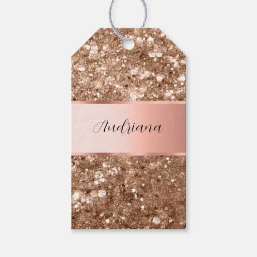 Rose Gold Glam Chunky Glitzer Name Geschenkanhänger (Vorderseite)