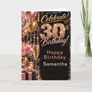 Rose Gold Glam Dreißigster Geburtstag Karte