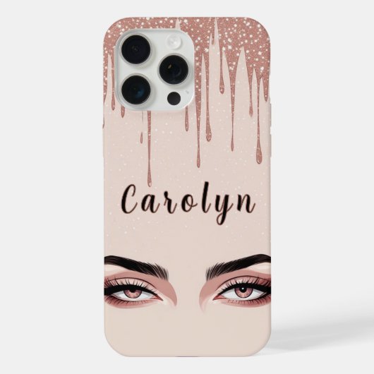 Rose Gold Glam Drip ✨ Feminine Eye Chic Funkeln iPhone Hülle (Rückseite)