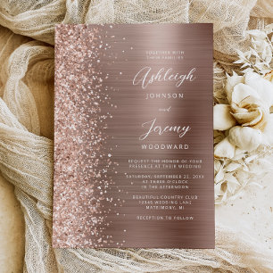 Rose Gold Glam gebürstete Metall Glitter Hochzeit Einladung