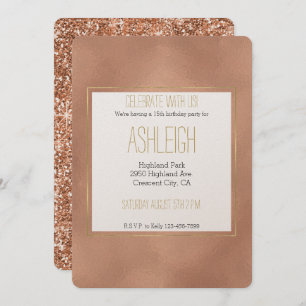 Rose Gold Glam Geburtstag Einladung