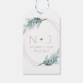 Rose Gold Glam Geometric Botanical Wedding Geschenkanhänger (Rückseite)