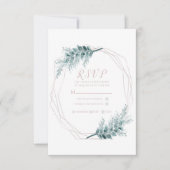 Rose Gold Glam Geometric Botanical Wedding RSVP (Vorderseite)