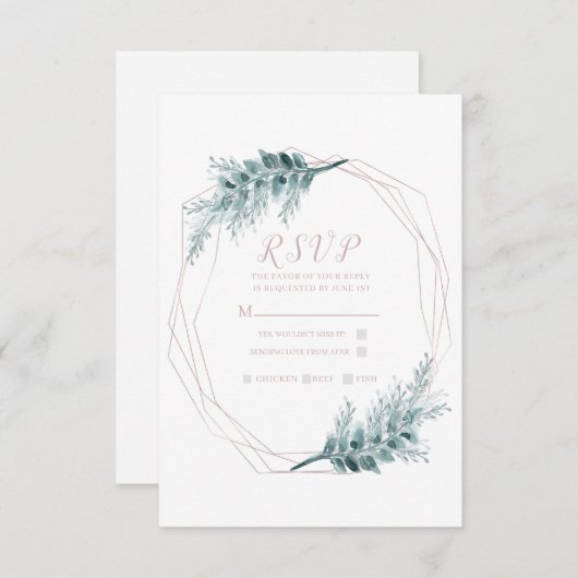Rose Gold Glam Geometric Botanical Wedding RSVP (Vorne/Hinten)
