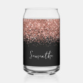 Rose Gold Glam Glitzer auf Schwarz Dosenglas (Vorderseite)