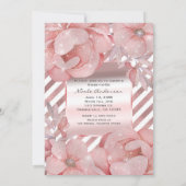 Rose Gold Glam Glitzer Blumenmuster Brautparty Einladung (Rückseite)