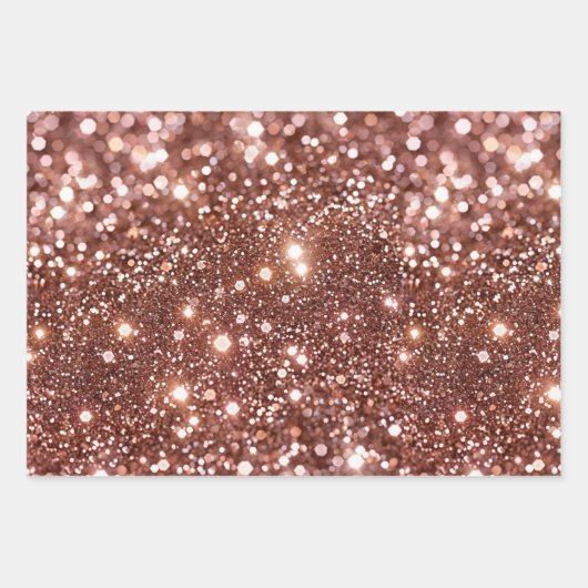 Rose Gold Glam Glitzer Geschenkpapier Set (Vorderseite 3)