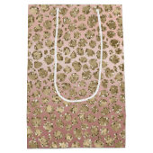 Rose Gold Glam Glitzer Leopard Mittlere Geschenktüte (Rückseite)