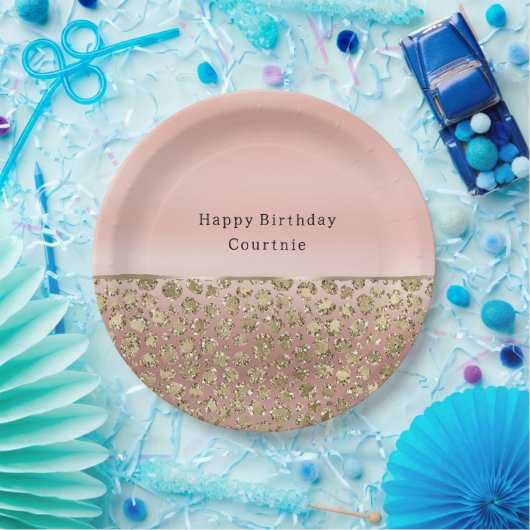 Rose Gold Glam Glitzer Leopard Pappteller (Party)