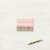 Rose Gold Glam Glitzer Leopard Post-it Klebezettel (Auf Schreibtisch)