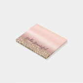 Rose Gold Glam Glitzer Leopard Post-it Klebezettel (angewinkelt)