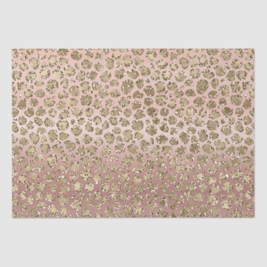Rose Gold Glam Glitzer Leopard Seidenpapier (Vorderseite)