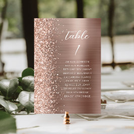 Rose Gold Glam Glitzer Metallic Script Wedding Tischnummer