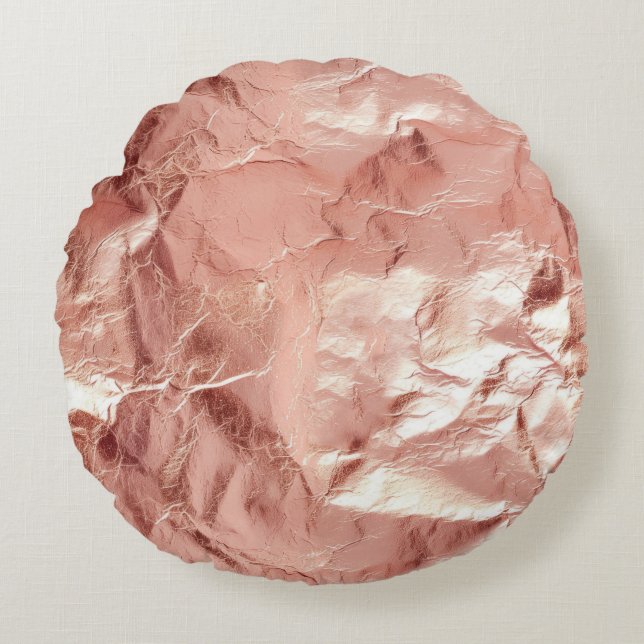 Rose Gold Glam Glitzer Rundes Kissen (Vorderseite)