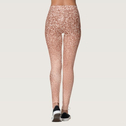 Rose Gold Glam Glitzer Sparkle Ombre Foil Look Leggings (Rückseite)