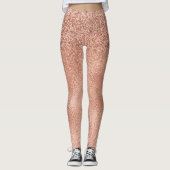 Rose Gold Glam Glitzer Sparkle Ombre Foil Look Leggings (Vorderseite)