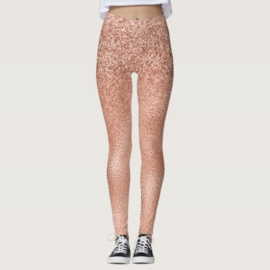 Rose Gold Glam Glitzer Sparkle Ombre Foil Look Leggings (Vorderseite)