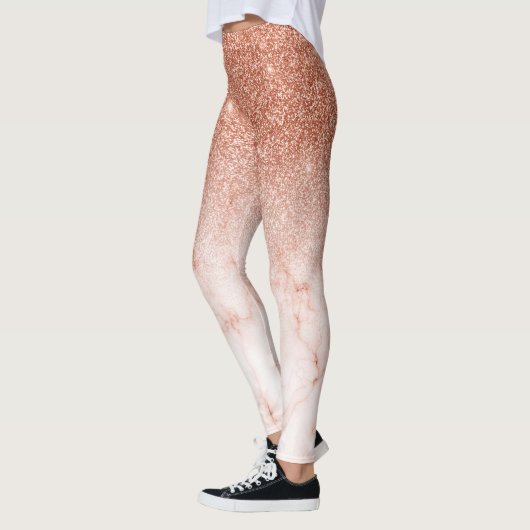 Rose Gold Glam Glitzer Sparkle Ombre Marmor Leggings (Links)