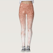 Rose Gold Glam Glitzer Sparkle Ombre Marmor Leggings (Vorderseite)