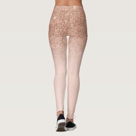 Rose Gold Glam Glitzer Sparkle Ombre Trendy Leggings (Rückseite)