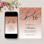 Rose Gold Glam Glitzer Sweet 16 Einladung<br><div class="desc">Diese schöne Einladung enthält Imitate Rose Gold Glitzer und Ihren eigenen Text. Verwenden Sie die Vorlage,  um Ihre Informationen hinzuzufügen. Ändern Sie den Schriftart oder fügen Sie mithilfe der Funktion Anpassen.</div>