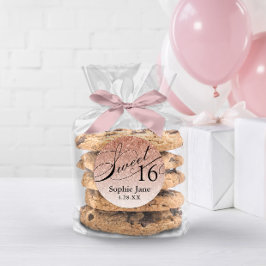 Rose Gold Glam Glitzer Sweet 16 Personalisiert Runder Aufkleber