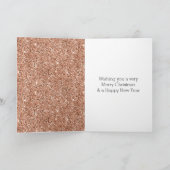 Rose Gold Glam Glitzer Weihnachtsbaum Karte (Innenseite)