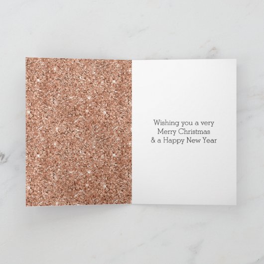 Rose Gold Glam Glitzer Weihnachtsbaum Karte (Innenseite)