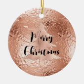 Rose Gold Glam Glitzer Weihnachtsbaum Keramik Ornament (Vorne)