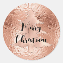 Rose Gold Glam Glitzer Weihnachtsbaum Runder Aufkleber