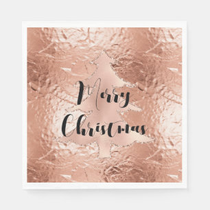 Rose Gold Glam Glitzer Weihnachtsbaum Serviette