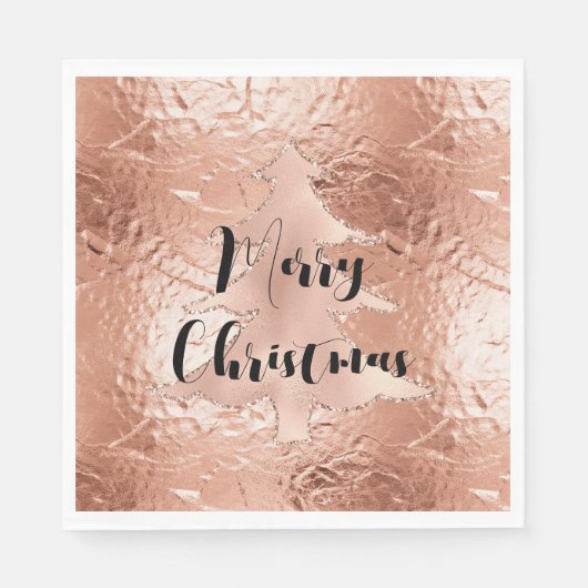 Rose Gold Glam Glitzer Weihnachtsbaum Serviette (Vorderseite)