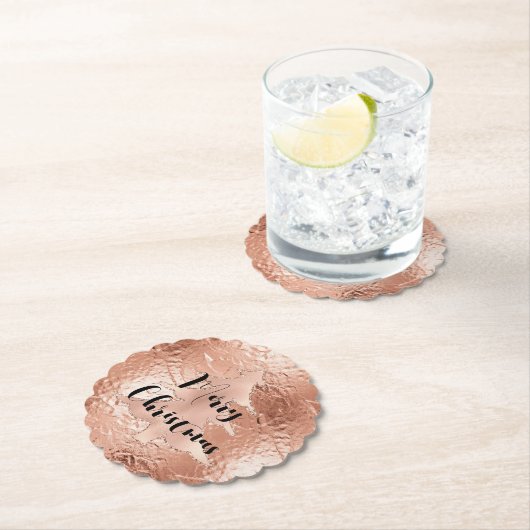 Rose Gold Glam Glitzer Weihnachtsbaum Untersetzer (Vor Ort)