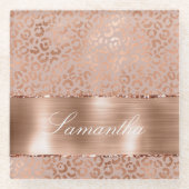 Rose Gold Glam Leopard Glasuntersetzer (Vorderseite)
