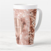 Rose Gold Glam Leopard Glitzer Personalisiert Milchtasse (Rechte Ecke)
