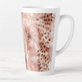 Rose Gold Glam Leopard Glitzer Personalisiert Milchtasse (Rechts)