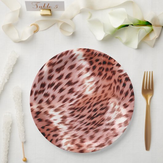 Rose Gold Glam Leopard Pappteller (Hochzeit)