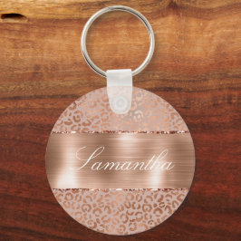 Rose Gold Glam Leopard Schlüsselanhänger