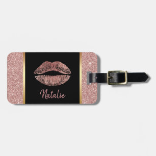 Rose Gold Glam Lippen mit dem Namen Moderner Glitz Gepäckanhänger