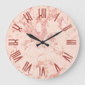 Rose Gold Glam Marble Retro Grunge römische Zahlen Große Wanduhr (Vorderseite)