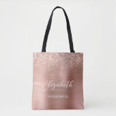 Rose Gold Glam Metallic Modern Script Bridesmaid Tasche (Vorderseite)